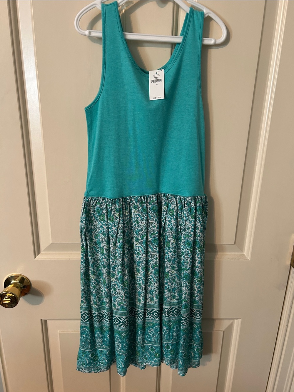 Gap Girls Sleeveless Teal Tank Dress with Paisley Skirt - Size 12